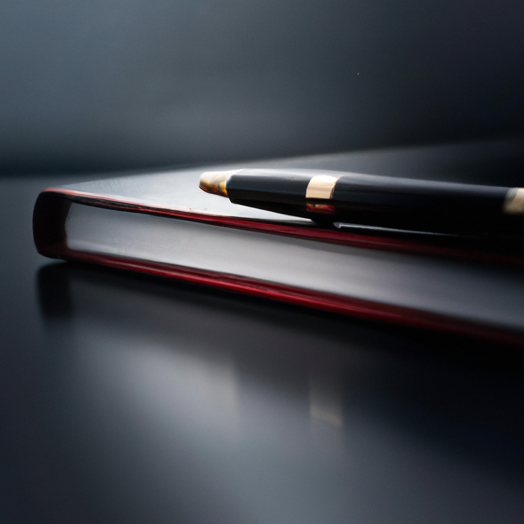 Notebook and pen on a desk suggesting premium storytelling course planning